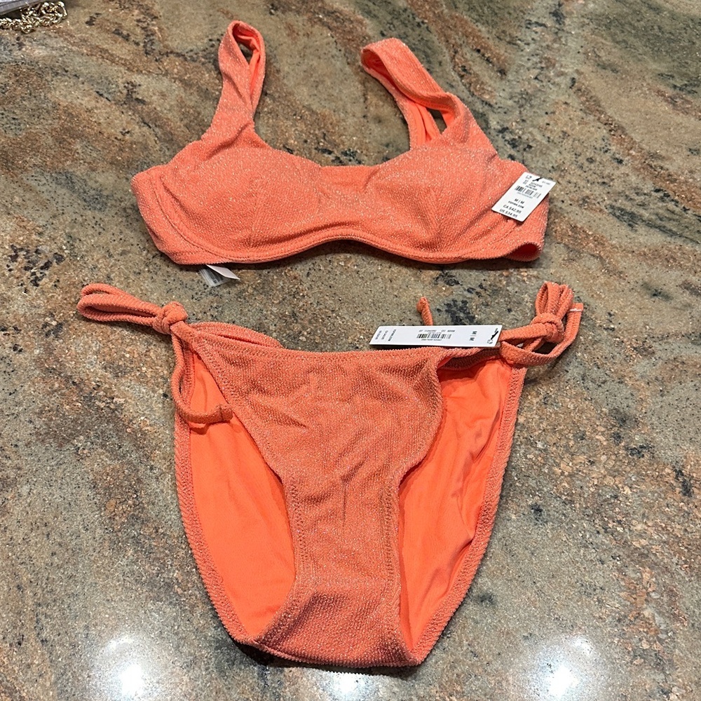 Victoria's Secret Coral-Orange Textured Two-Piece Bikini Set